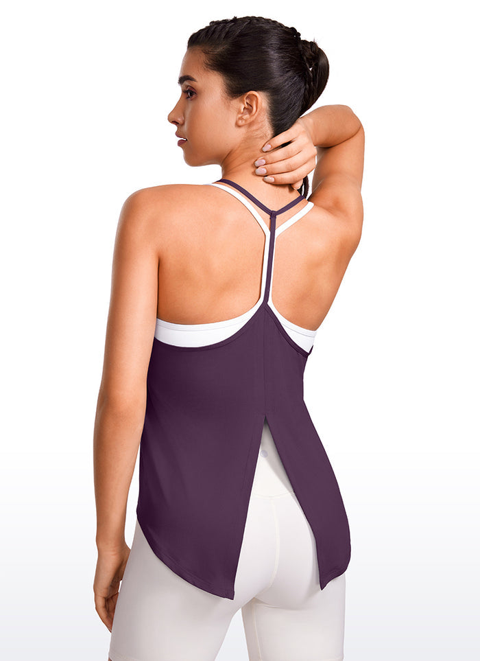 CRZ YOGA Women's Yoga Lightweight Classic Fit Tops Halter Tank V Neck Deep Crocus Violet