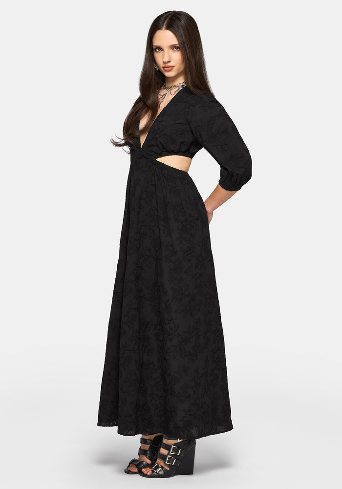 Lila Broderie Cut Out Maxi Dress