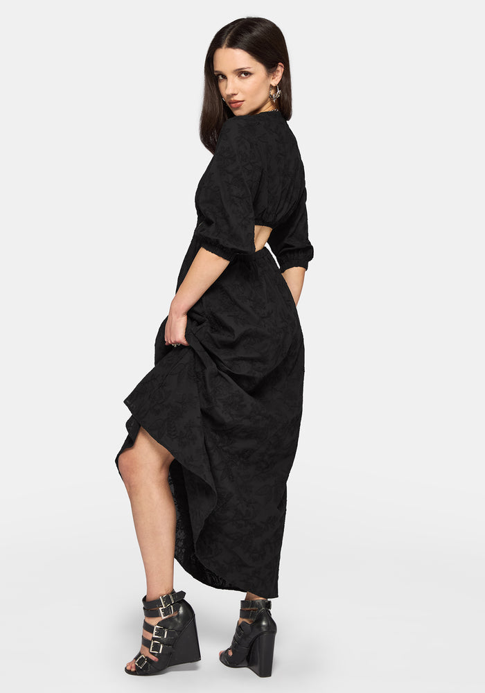 Lila Broderie Cut Out Maxi Dress