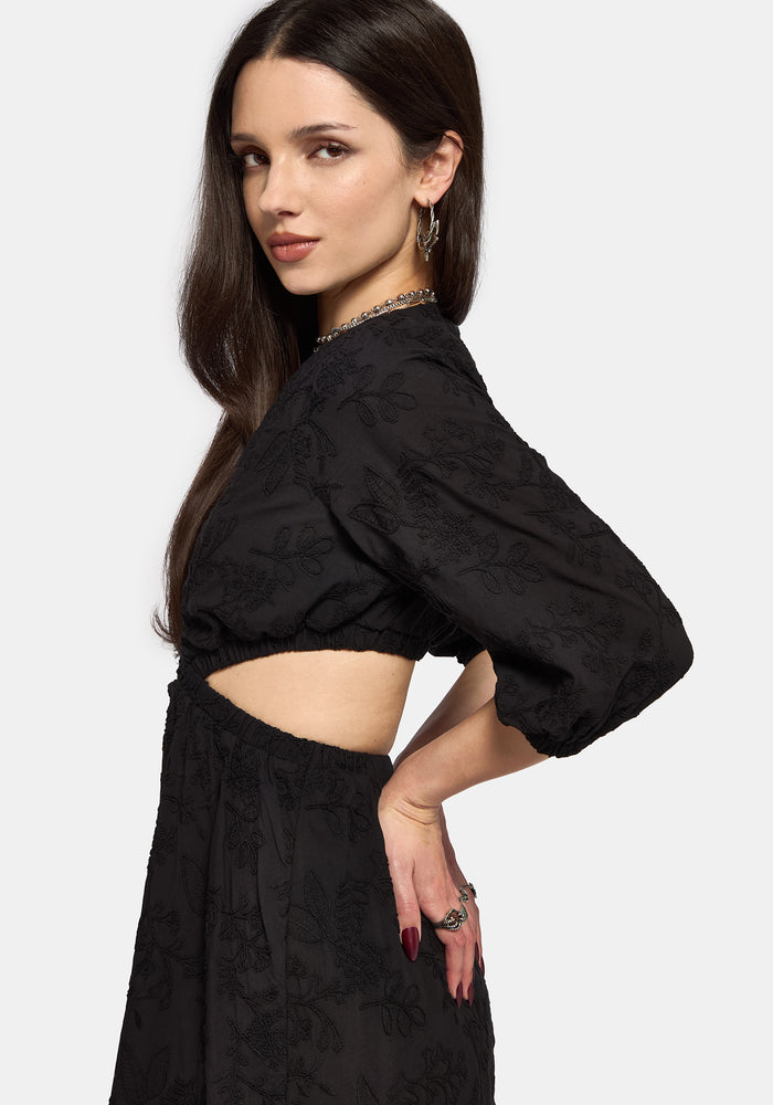 Lila Broderie Cut Out Maxi Dress