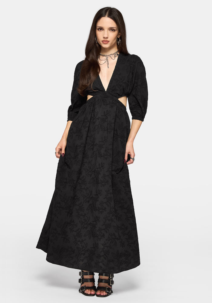 Lila Broderie Cut Out Maxi Dress
