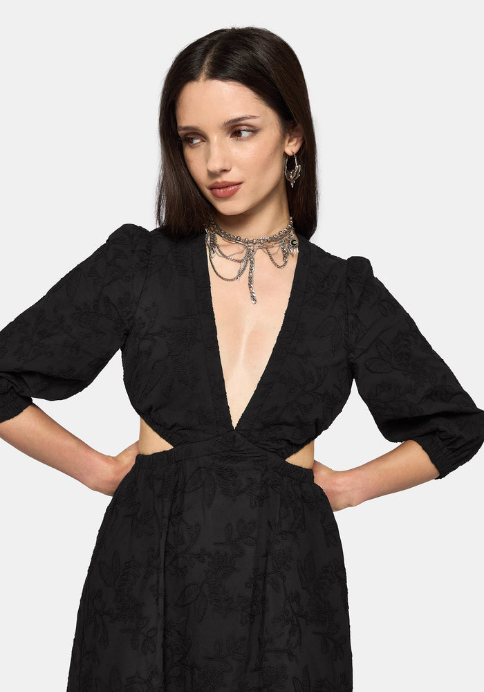 Lila Broderie Cut Out Maxi Dress
