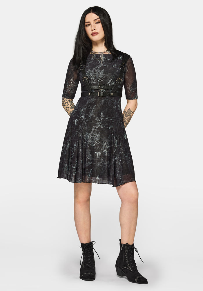 Lilith Suedette Embroidered Boots - Black