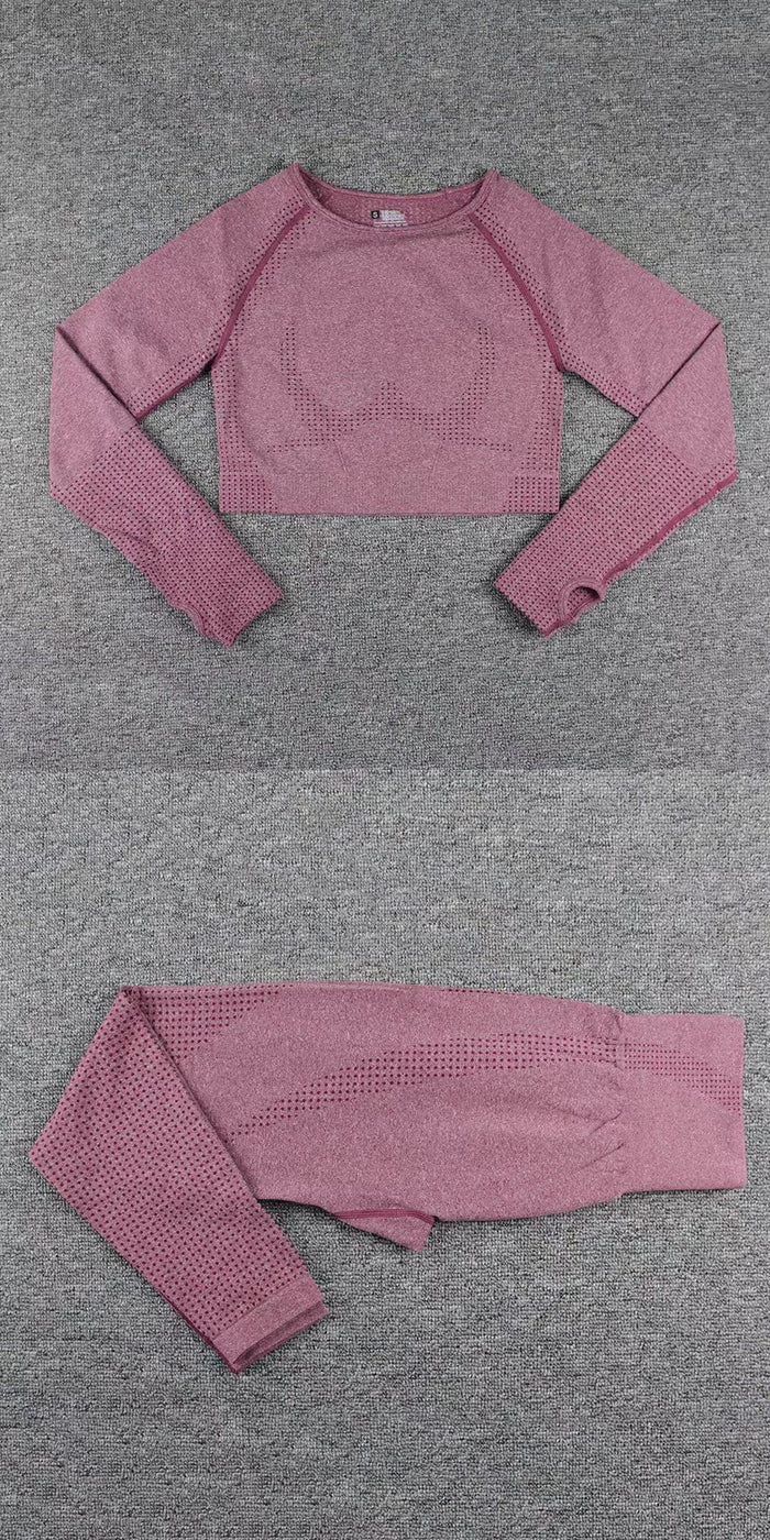 Long Sleeve Gym Pants Sports High Waist Shorts Workout and Bra Sets