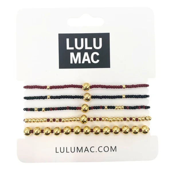 Lulu Mac Crimson and Black Bracelet Stack