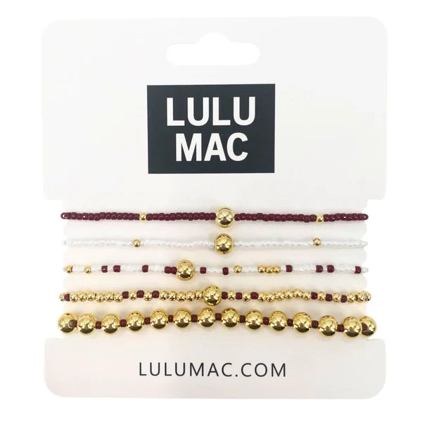 Lulu Mac Crimson and White Bracelet Stack