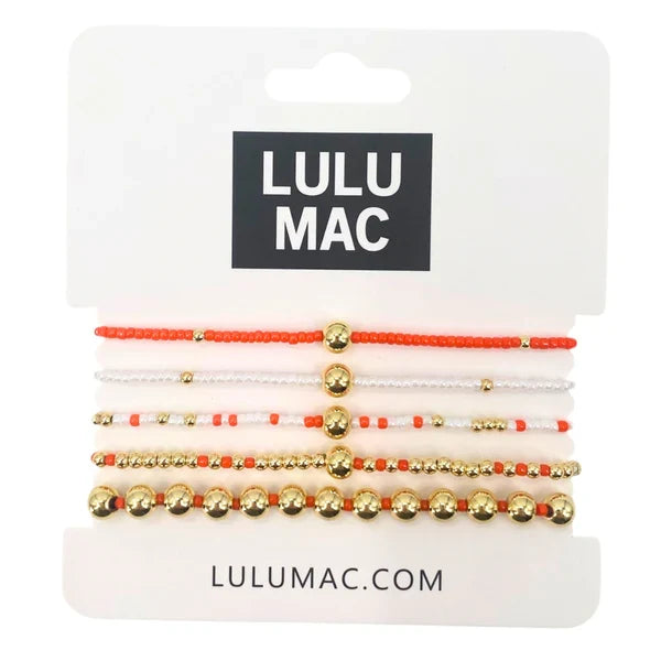 Lulu Mac Orange and White Bracelet Stack