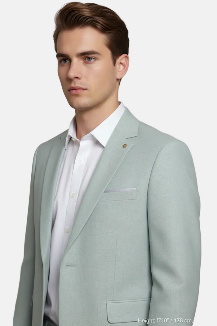 Luthen Light Green Blazer - Front Upper Body