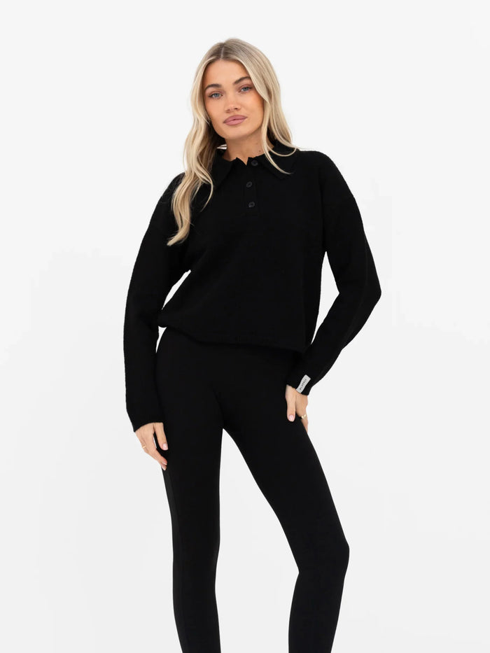 Mabel Knitted Polo - Black