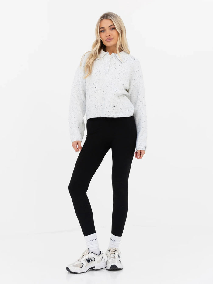 Mabel Knitted Polo - Marl White