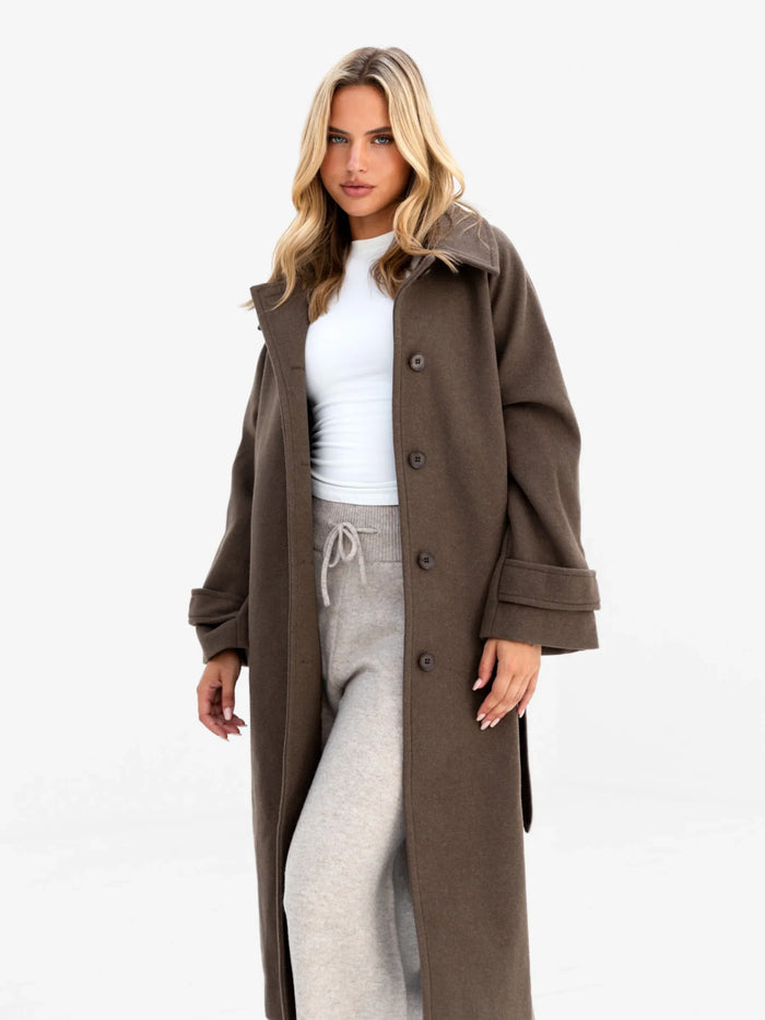 Madalyn Longline Coat - Brown