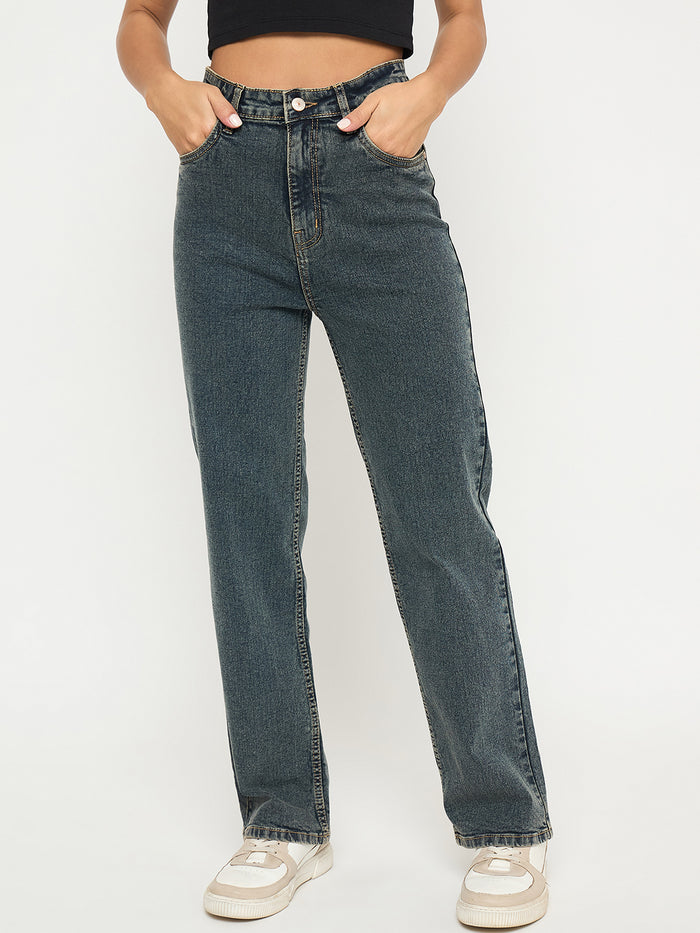 Madame Acid Wash Tinted Yellow Cotton Blend Jeans