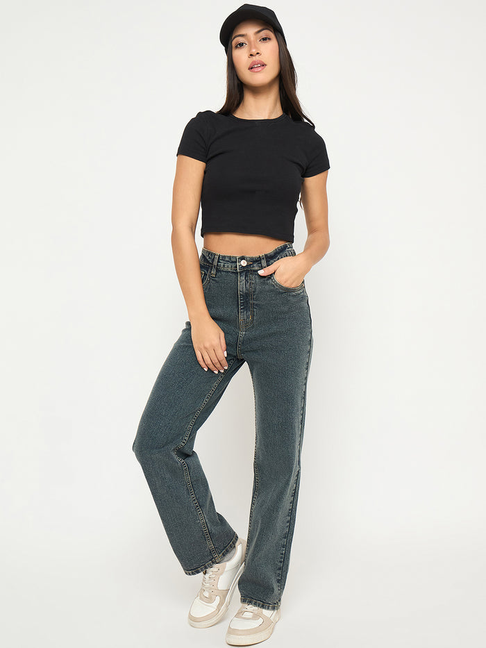 Madame Acid Wash Tinted Yellow Cotton Blend Jeans