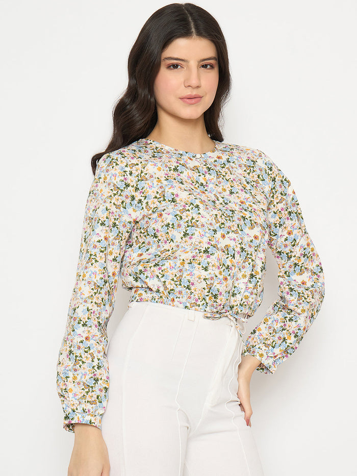 Madame All Over Print Full Sleeve Multicolor Top