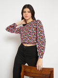 Madame All Over Print Pink Crop Top