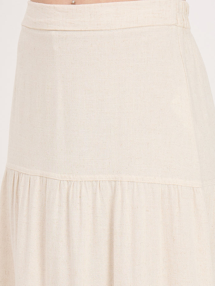 Madame Beige Tiered Rayon Blend Skirt
