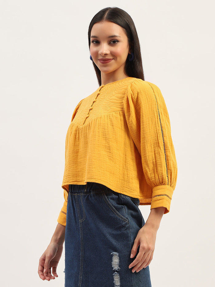 Madame Bishop Sleeve Mustard Yellow Top
