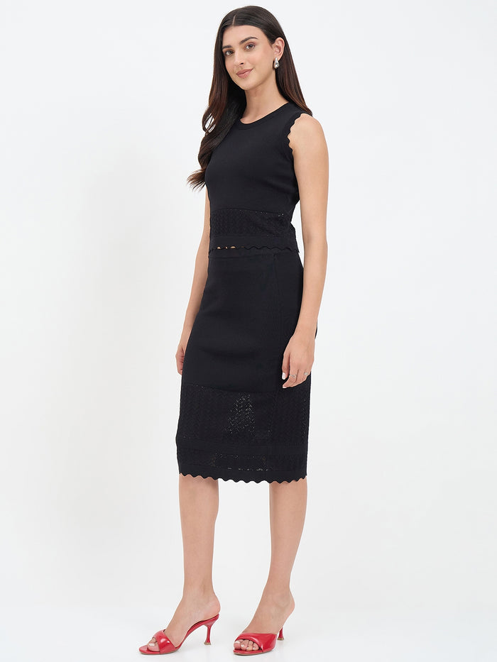 Madame Black Knitted Skirt Co-ord Set