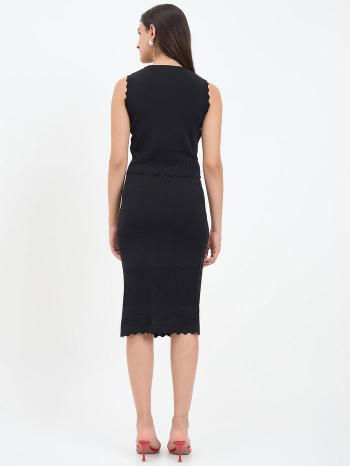 Madame Black Knitted Skirt Co-ord Set