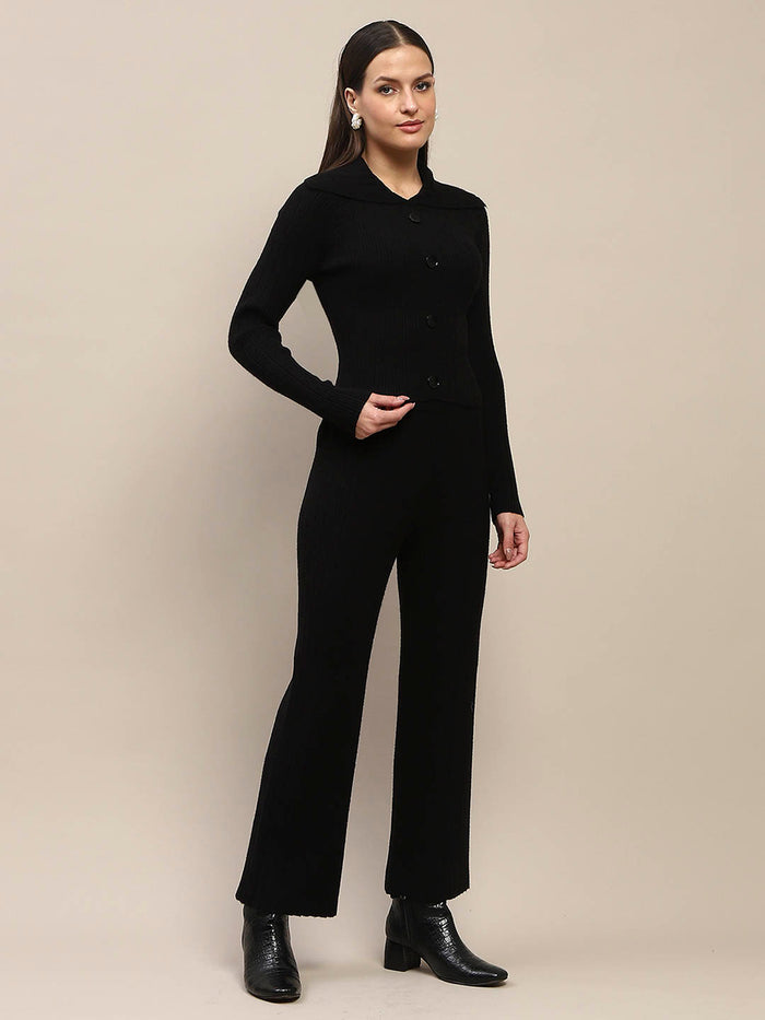 Madame Black Knitted Top and Bottom Co-Ord Set