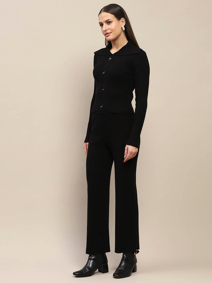 Madame Black Knitted Top and Bottom Co-Ord Set