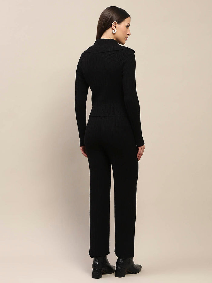 Madame Black Knitted Top and Bottom Co-Ord Set