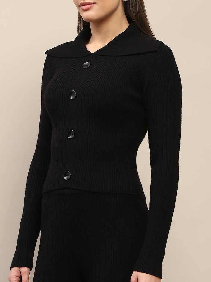 Madame Black Knitted Top and Bottom Co-Ord Set