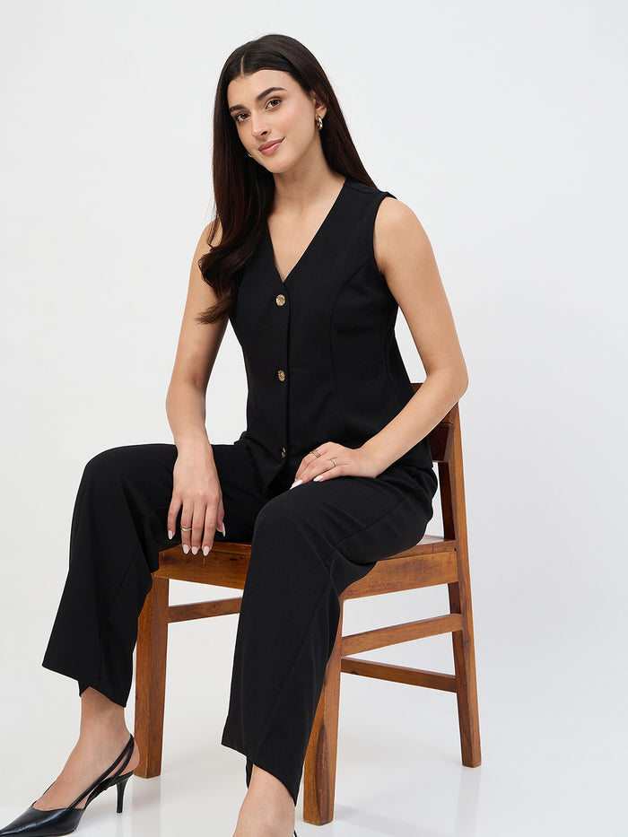 Madame Black V-Neck Vestcoat Co-ord Set