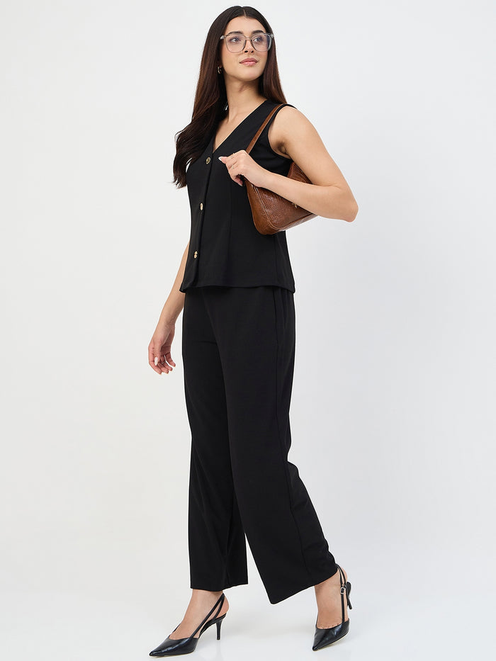 Madame Black V-Neck Vestcoat Co-ord Set