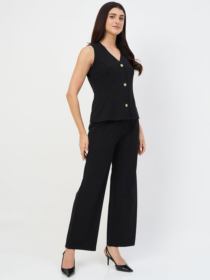 Madame Black V-Neck Vestcoat Co-ord Set