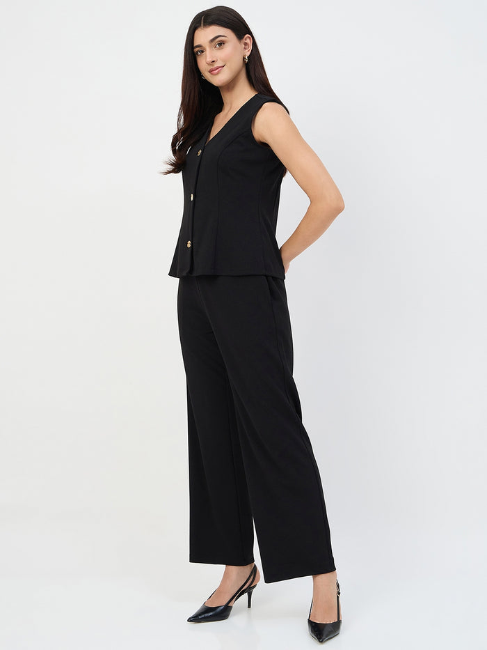 Madame Black V-Neck Vestcoat Co-ord Set