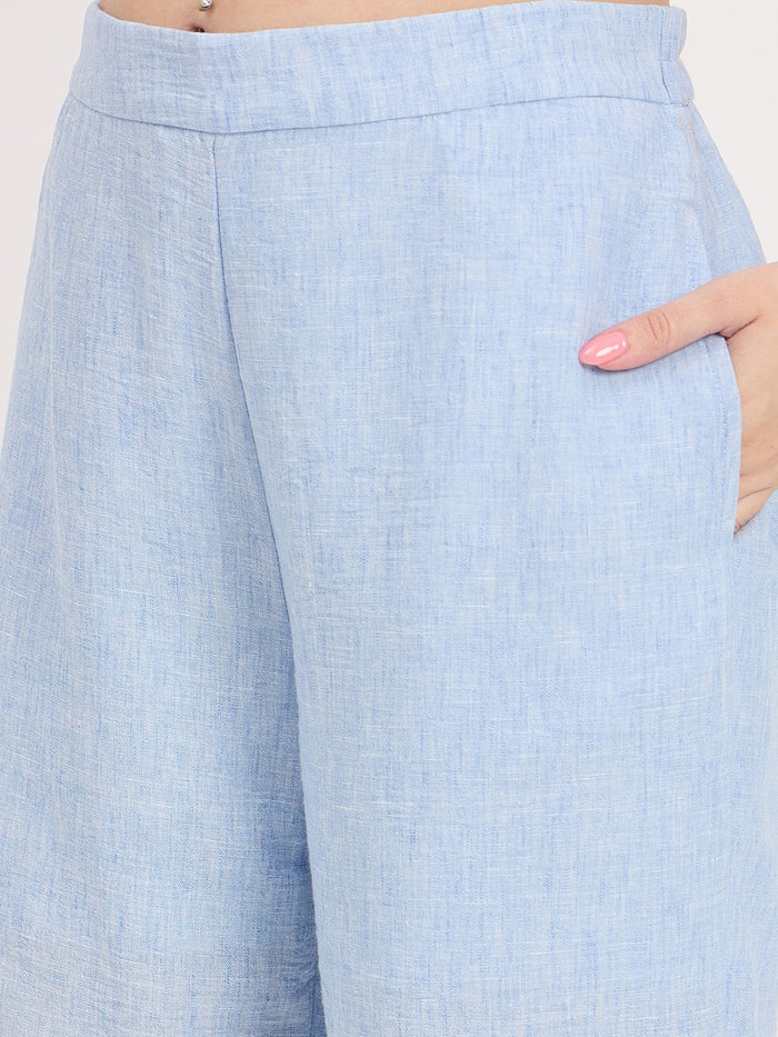 Madame Blue Embroidered Frill Co-ord Set