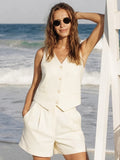 Madame Butter Yellow Rayon Linen Blend Co-ord Set