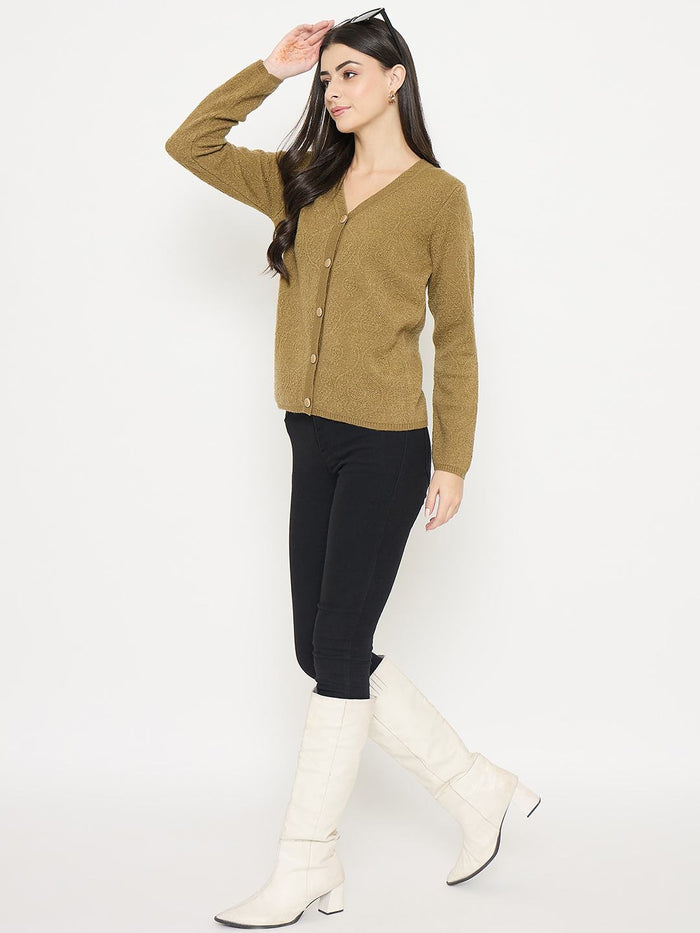 Madame Cable Knit Khaki Cardigan