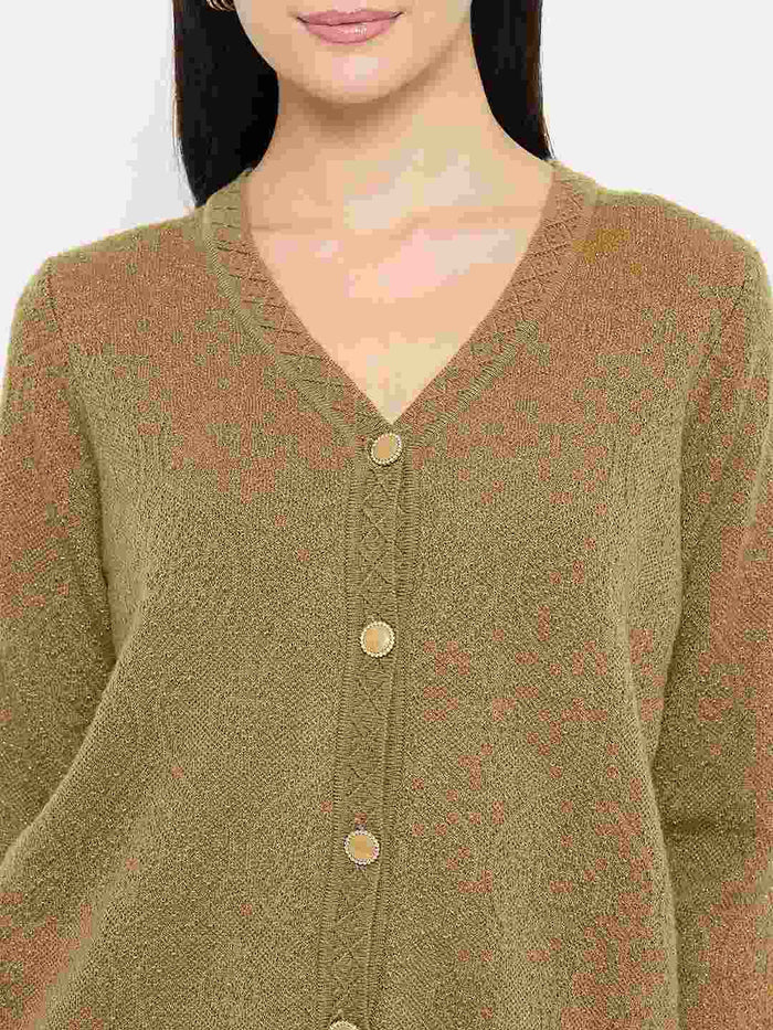 Madame Cable Knit Khaki Cardigan