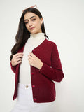 Madame Cable Knit Maroon Cardigan