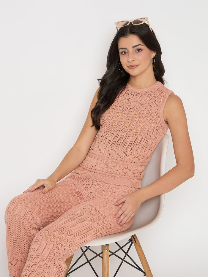 Madame Cotton Top and Bottom Rosewood Pink  Knitted Co-ord Set