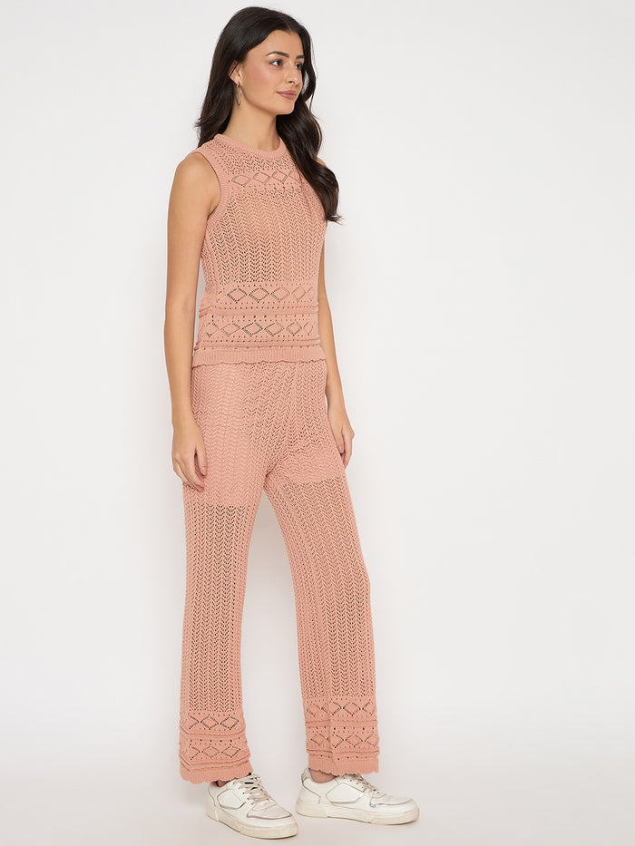 Madame Cotton Top and Bottom Rosewood Pink  Knitted Co-ord Set