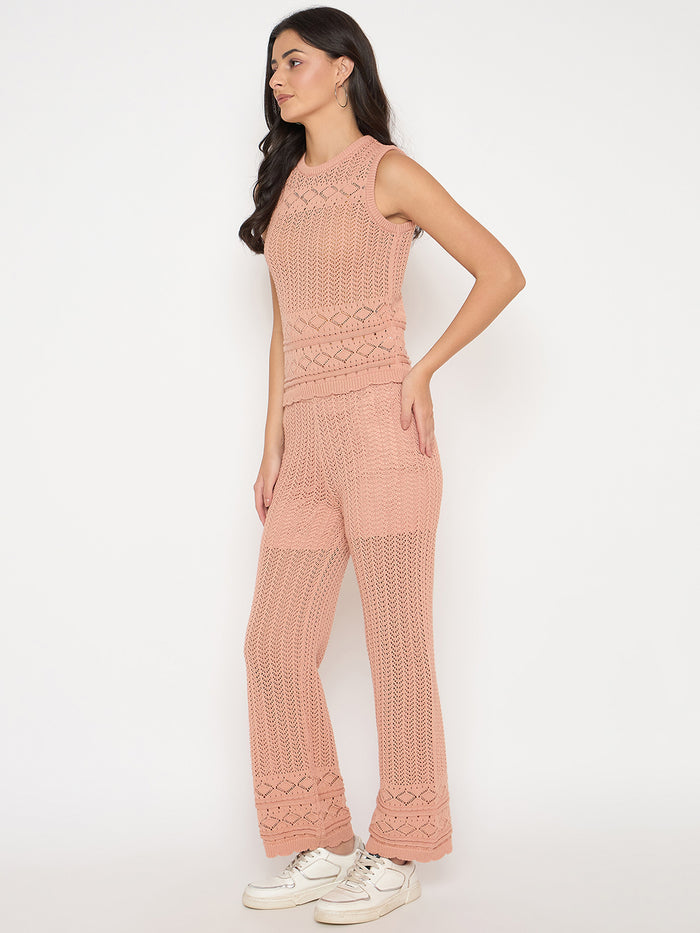 Madame Cotton Top and Bottom Rosewood Pink  Knitted Co-ord Set
