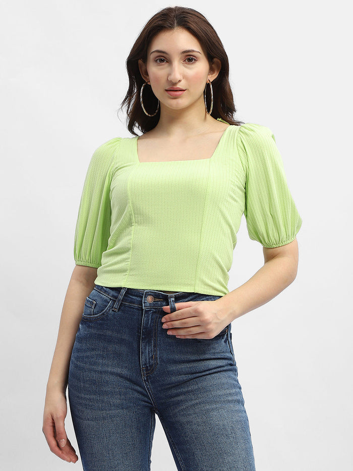 Madame Criss-Cross Back Neon Green Textured Top