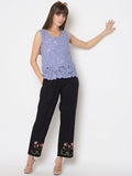 Madame Crochet Sleeveless Solid Powder Blue Top