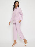 Madame Cutwork Embroidery Top and Bottom Mauve Co-ord Set