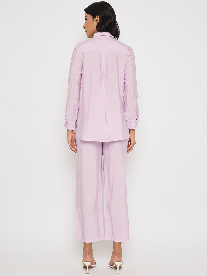 Madame Cutwork Embroidery Top and Bottom Mauve Co-ord Set