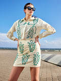 Madame Dori Embroidered Off White Mini Skirt