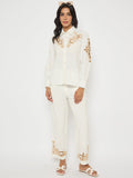 Madame Dori Embroidered White Cotton Blend Co-ord Set