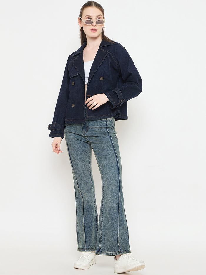 Madame Double Wash Tinted Green Straight Fit Jeans