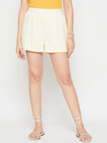 Madame Elasticated Solid Off White Shorts