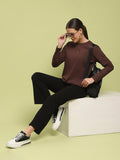 Madame Embossed Cotton Blend Coffee Brown Top