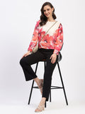 Madame Floral Print Cuff Sleeve Beige Top