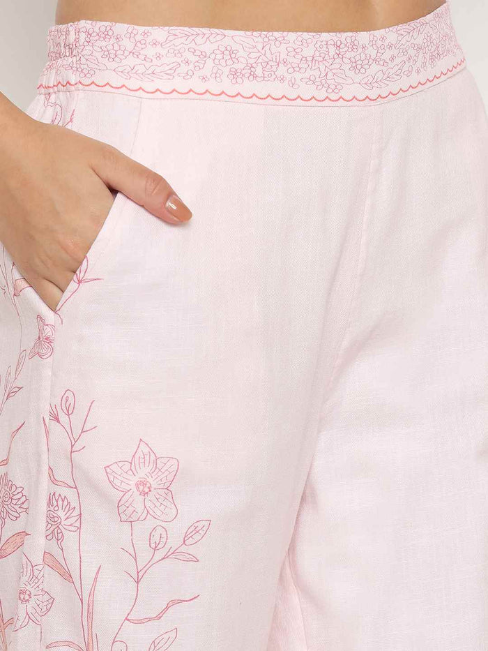 Madame Floral Print Top and Bottom Pink Cotton Co-ord Set